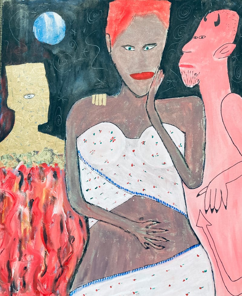 LEFT: The Devil Inside (1990) Acrylic on Canvas,  87 cm x 107 cm