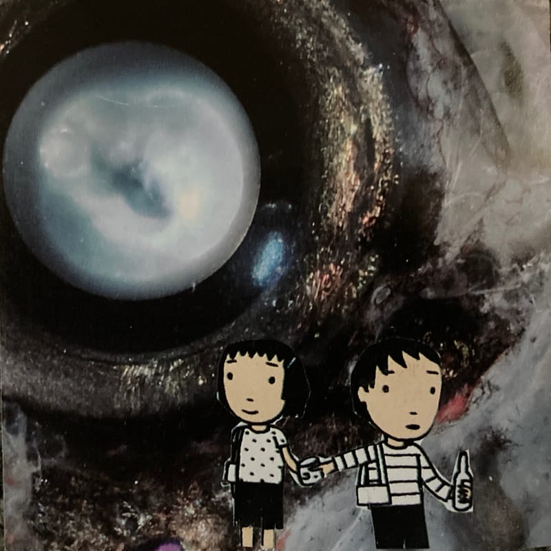 LEFT: Revenge of the Sock Monkey (2024) 8 cm x 5.5 cm ~ CENTRE: Moonage Daydream (2024) 7 cm x 7 cm ~ RIGHT: There's Got To Be More Than This (2024) 5.5 cm x 8 cm