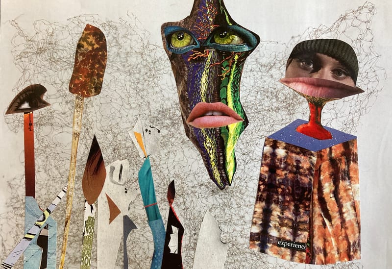 LEFT: The Eyes Have It (2024) 19 cm x 14 cm ~ CENTRE: Eccentric Circus (2024) 24 cm x 20 cm ~ RIGHT: Another Green World (2024) 24 cm x 20 cm