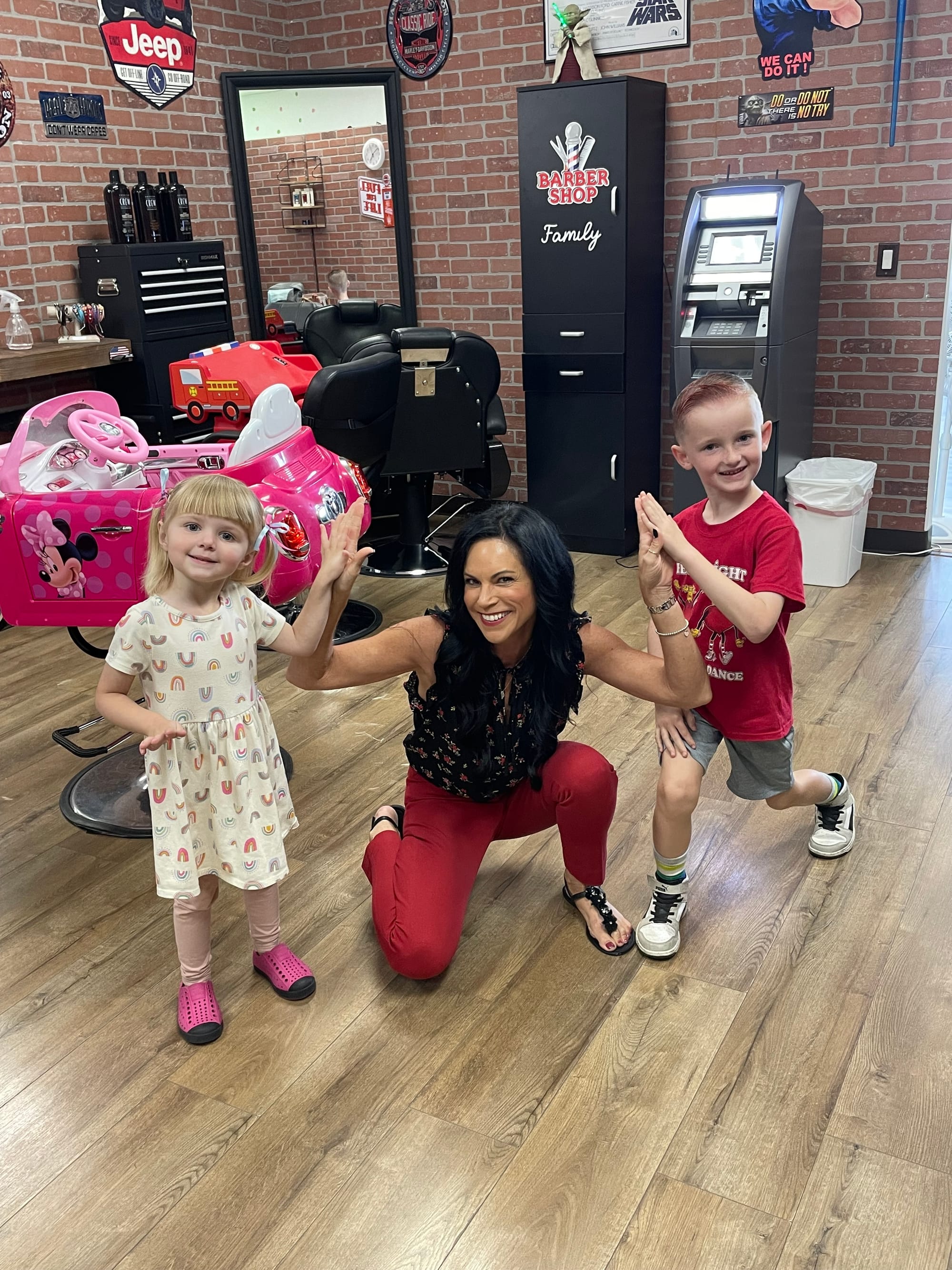 Getting the high five from some customers!