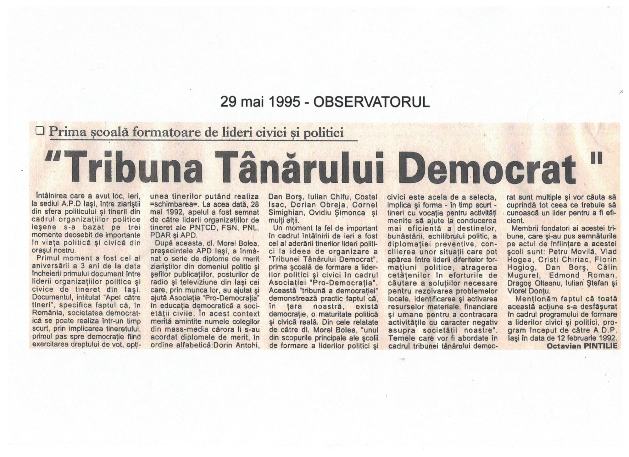 Tribuna Tânărului Democrat- iniţiativă Morel Bolea
