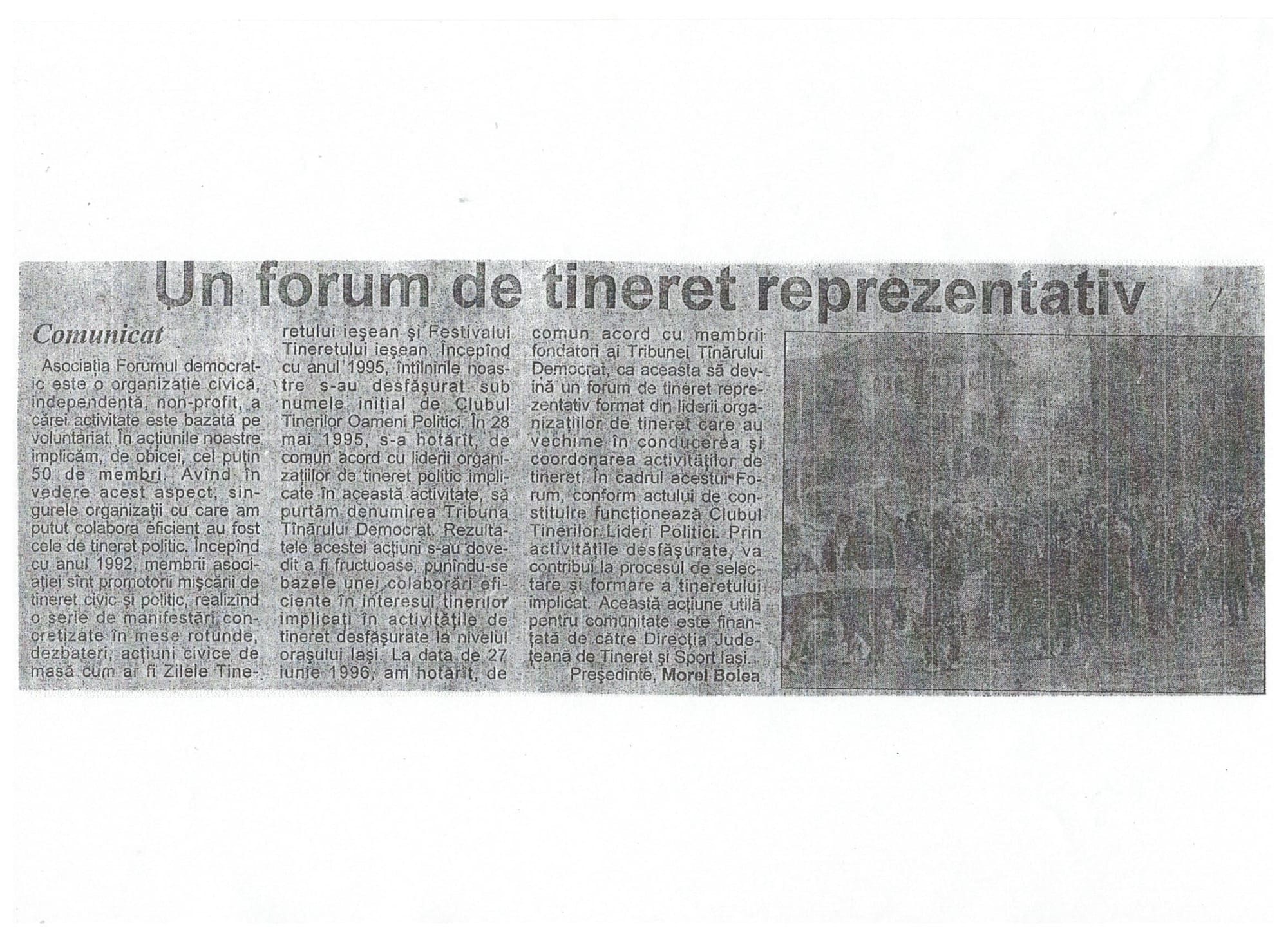 Morel Bolea propune înfiinţarea primului Forum al Tineretului