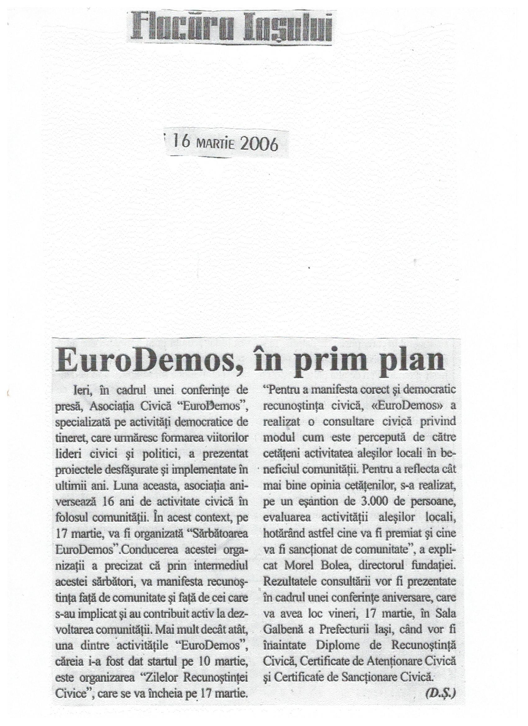 Morel Bolea şi organizaţia EuroDEMOS in prim plan