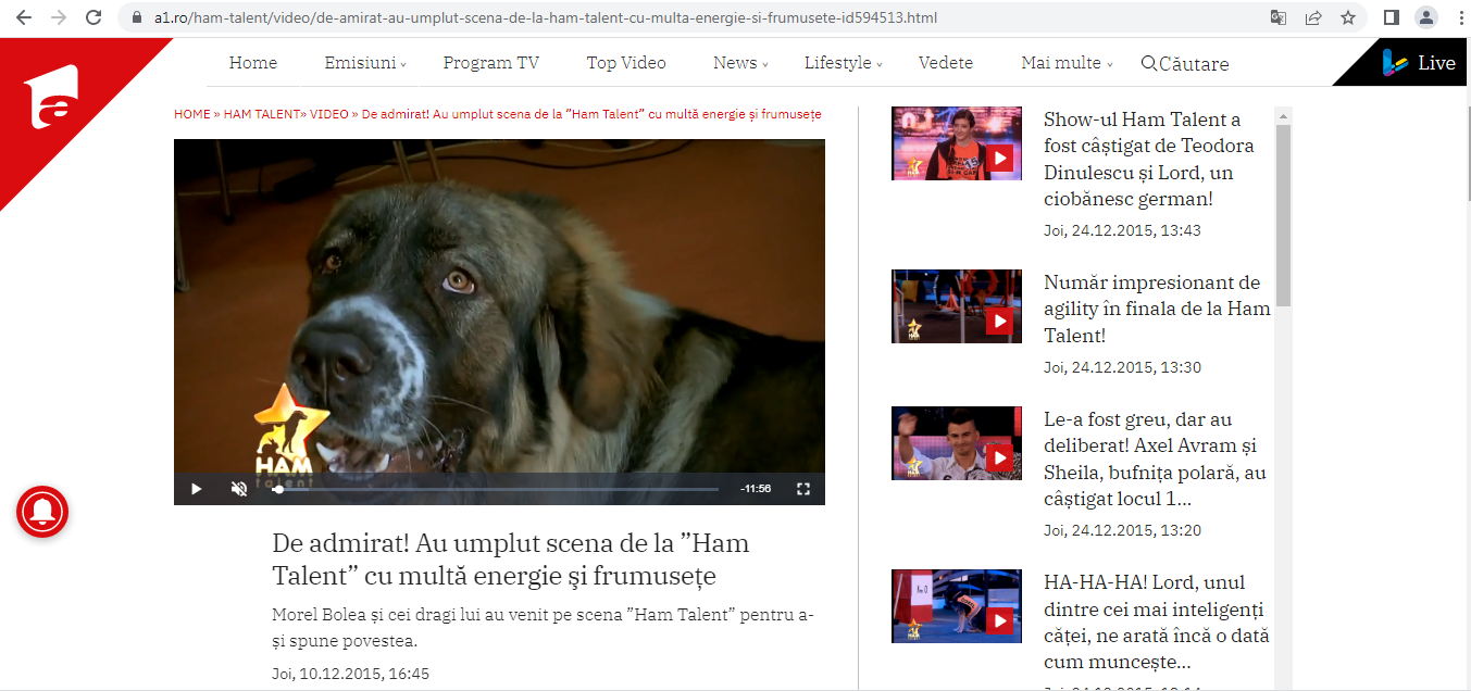 Morel Bolea la Ham Talent Antena 1