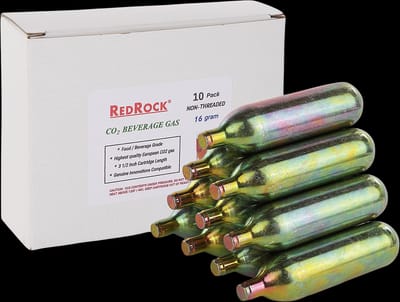 RedRock Unthreaded 16 Gram CO2 Beverage Beer Keg Chargers - 10 Pack