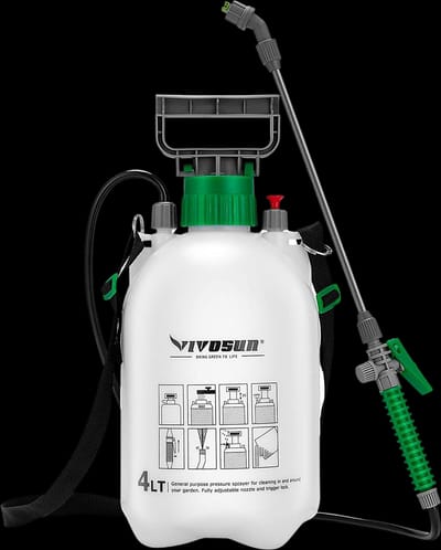 VIVOSUN 1 Gallon Pump Pressure Sprayer, 4L Pressurized Lawn & Garden Water Spray Bottle with 3 Water Nozzles, Adjustable Shoulder Strap, Pressure Relief Valve, for Plants and Cleaning