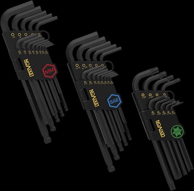LEXIVON Master Wrench Key Set, 35-Piece Long Arm Ball End Hex Keys | 3-Pack Metric/SAE & Star, Industrial Grade S2 Alloy Steel (LX-131)