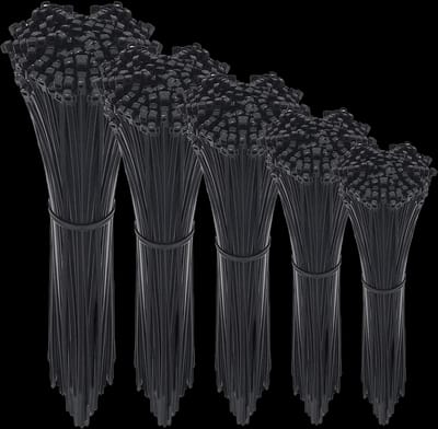 NewMainOne Cable Zip Ties,500 Packs Self-Locking 4+6+8+10+12-Inch Width 0.16inch Nylon Cable Ties,Perfect for Home,Office,Garage and Workshop (Black)