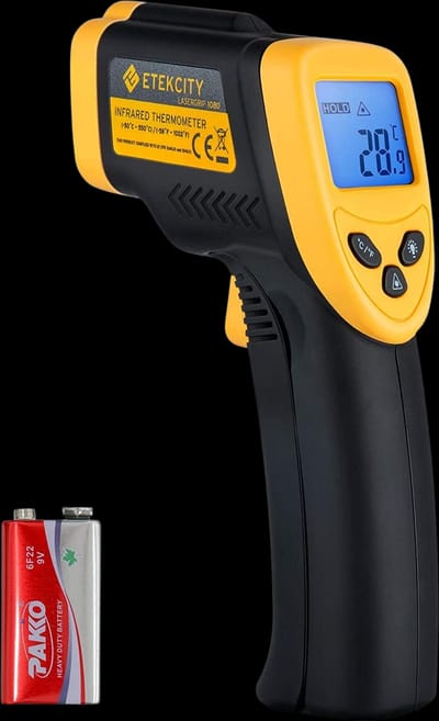 Etekcity Infrared Thermometer 1080, Heat Temperature Temp Gun for Cooking, Laser IR Surface Tool for Pizza Oven, Meat, Griddle, Grill, HVAC, Engine, Accessories, -58°F to 1022°F, Yellow