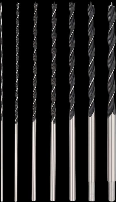 COMOWARE Extra Long Brad Point Drill Bit Set - 300mm Carbon Steel Wood Drill Bit Set for Hardwood, Plywood, Plastic, Aluminum, 7Pcs | 1/8'', 3/16'', 1/4'', 5/16'', 3/8'', 7/16'', 1/2'' (7 Pcs)