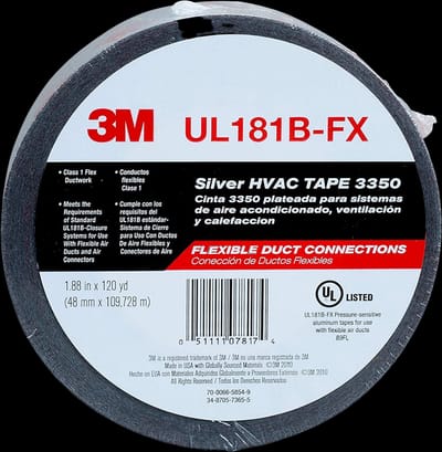 3M Metallized Flexible Duct Tape 3350, Silver, 48 mm x 109.6 m, 3.1 mil