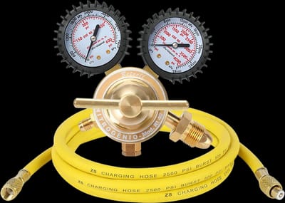 BETOOLL Nitrogen Regulator - Nitrogen Gauge with 78.7" Hose, 0-600 PSI Delivery Pressure Equipment Brass Inlet Outlet Connection Gauges