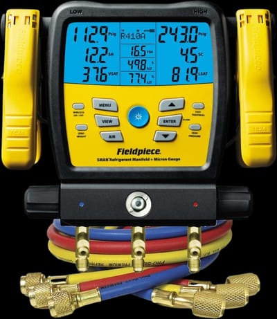 Fieldpiece SM380V w/Hoses | SMAN Manifold + Micron Gauge (3 Port) with CPS HP5A Hoses