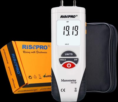 Manometer, RISEPRO Digital Air Pressure Meter and Differential Pressure Gauge HVAC Gas Pressure Tester