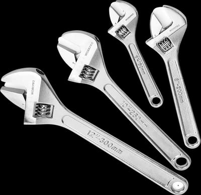 WORKPRO 4-piece Adjustable Wrench Set, Forged, Heat Treated, Chrome-plated (6-inch, 8-inch, 10-inch, 12-inch)