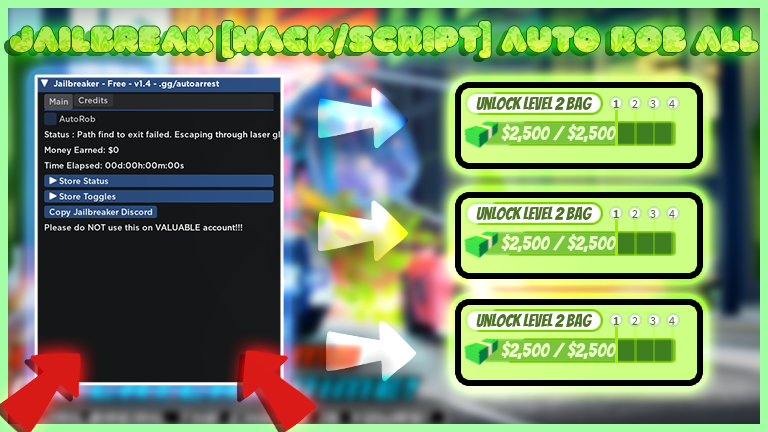 (NEW!) Jailbreak [Hack/Script] Auto Rob All
