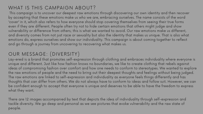 Fashion campaign: Uncover,Discover,Recover