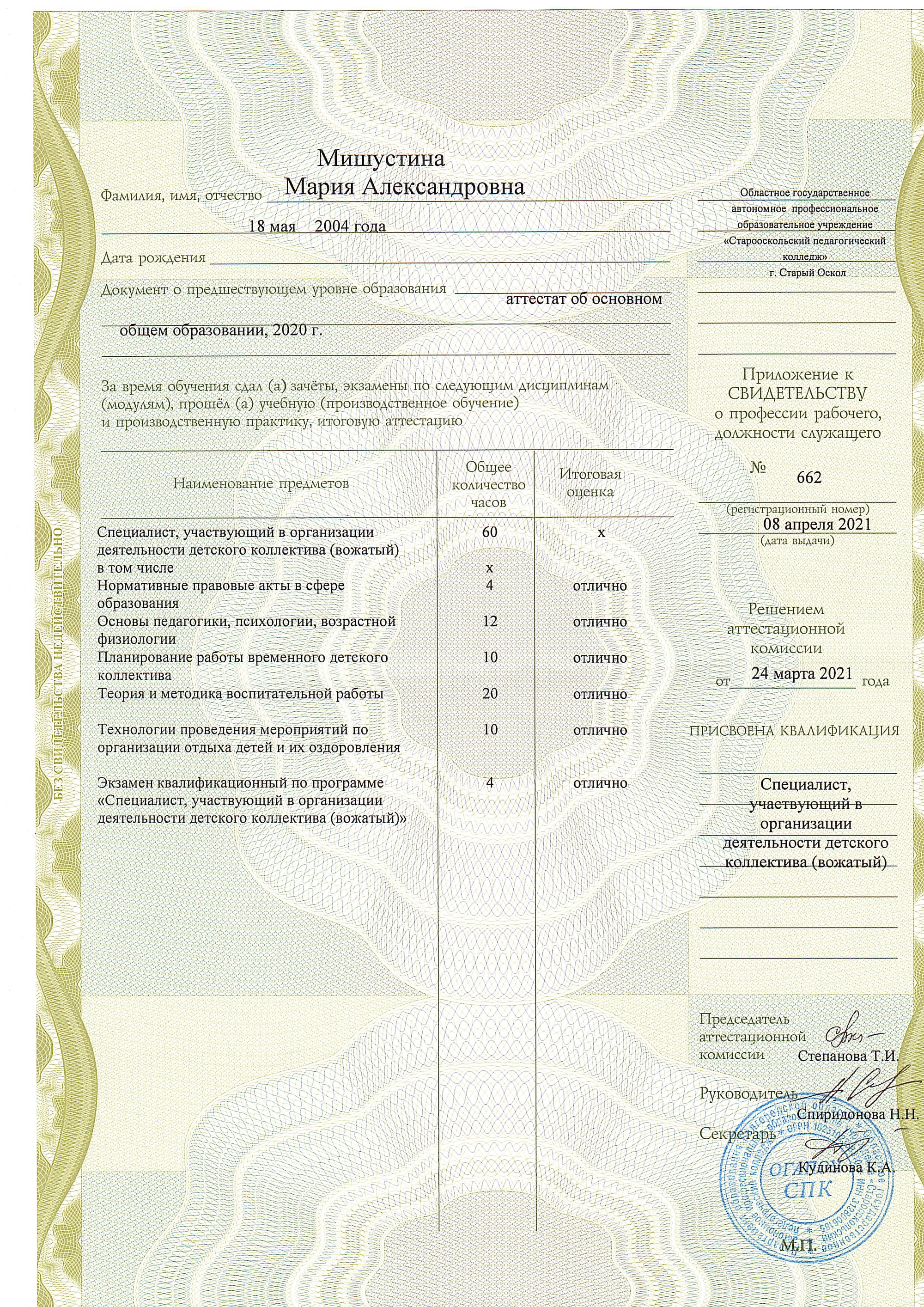 Дополнительные профессии 