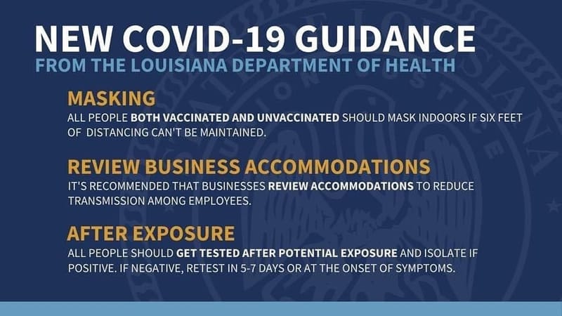 Gov. Edwards, LDH Update COVID-19 Guidance, Recommending All Louisianans Now Wear Masks Indoors for the Duration of Louisiana’s Fourth COVID Surge