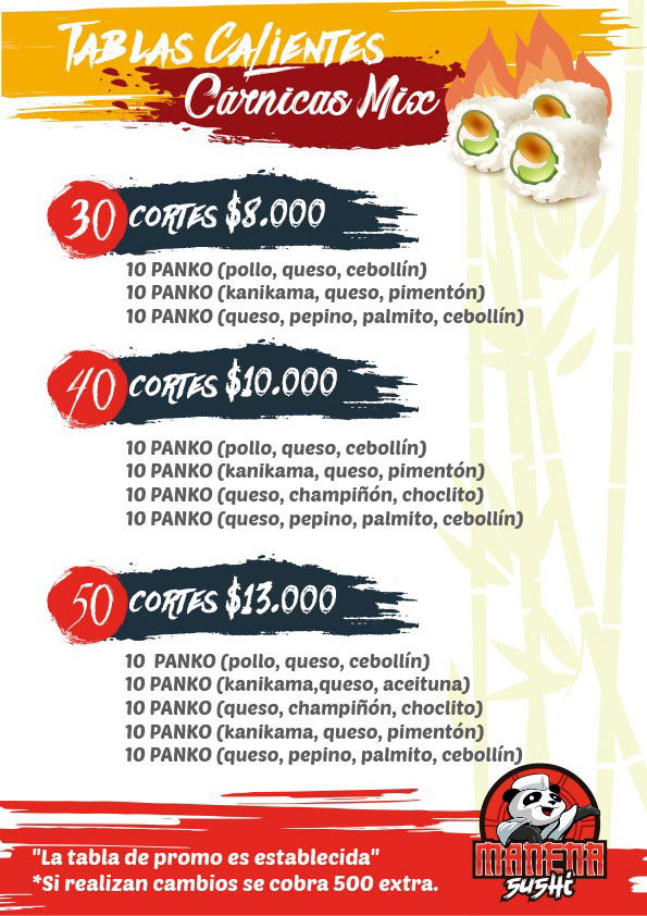 TABLA CALIENTE MIX  CARNIVORA