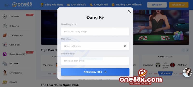 Đăng ký One88 – nhanh chóng, dễ dàng chỉ với vài thao tác đơn giản