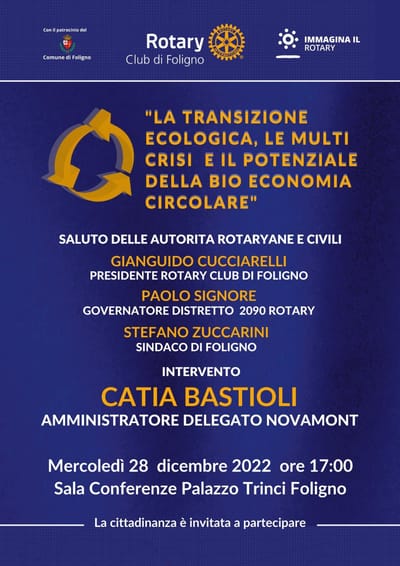CONFERENZA "LA TRANSIZIONE ECOLOGICA, LE MULTI CRISI E IL POTENZIALE DELLA BIO ECONOMIIA CIRCOLANTE"