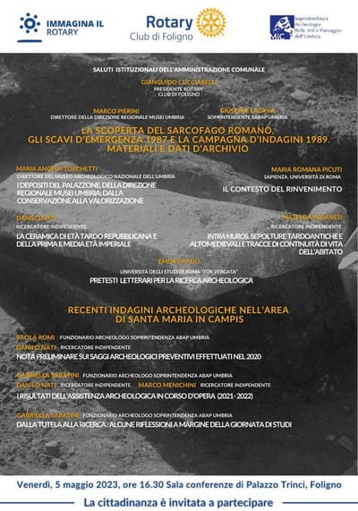 CONVEGNO "LA SCOPERTA DEL SARCOFAGO ROMANO GLI SCAVI D'EMERGENZA 1987 "