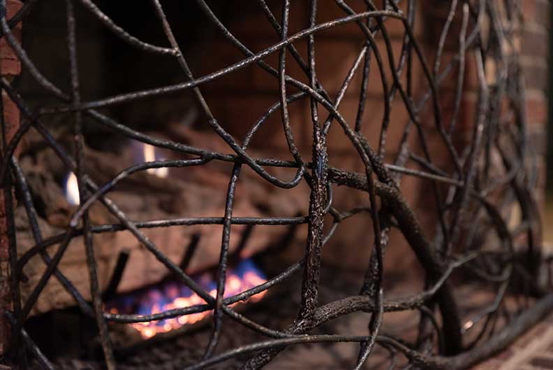 Stand alone fireplace screen