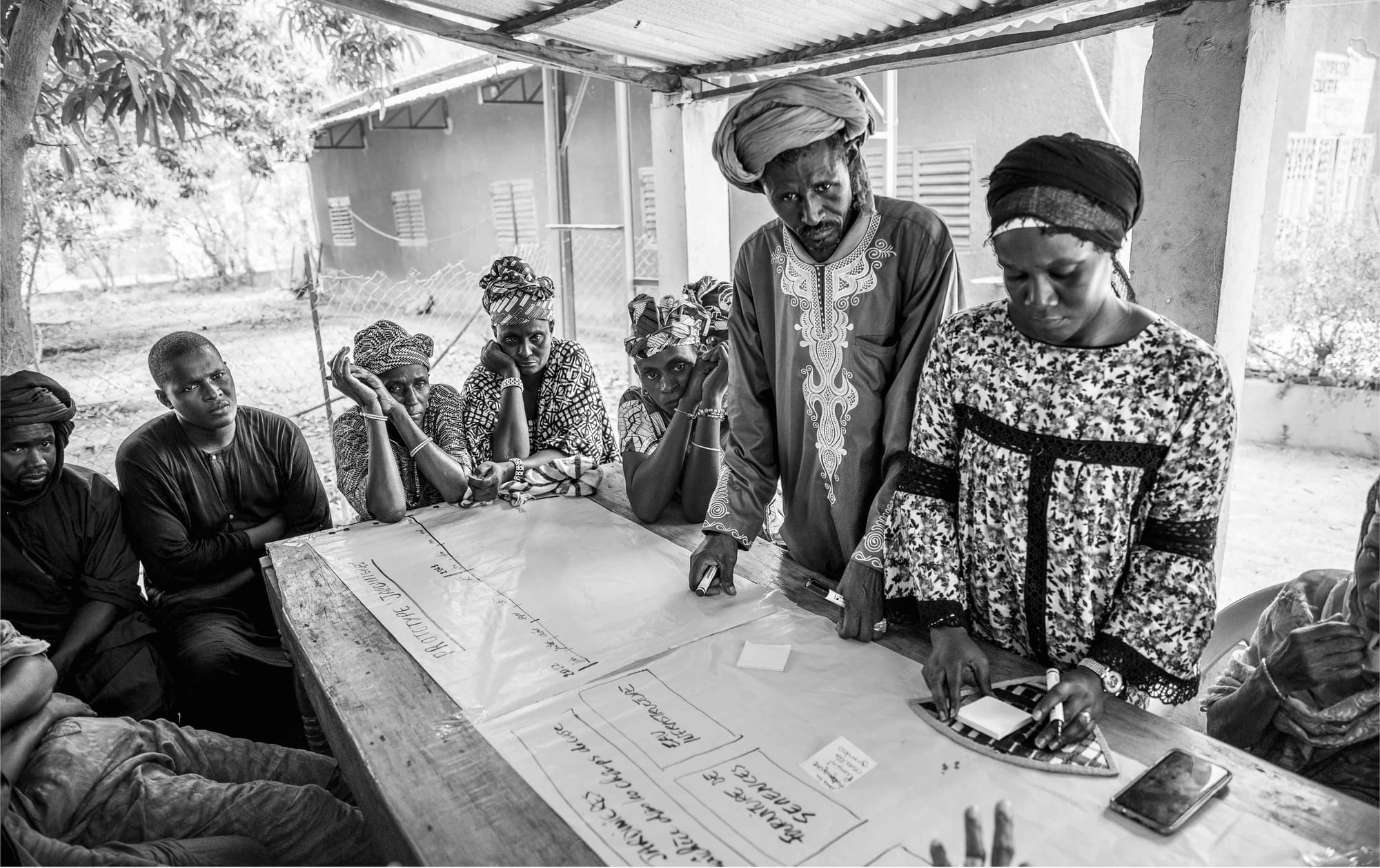 In multi-stakeholder workshops, researchers and farmers co-design innovations to improve farming systems' resilience.