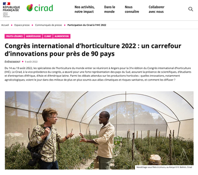 Congrès international d’horticulture 2022 : un carrefour d’innovations pour près de 90 pays