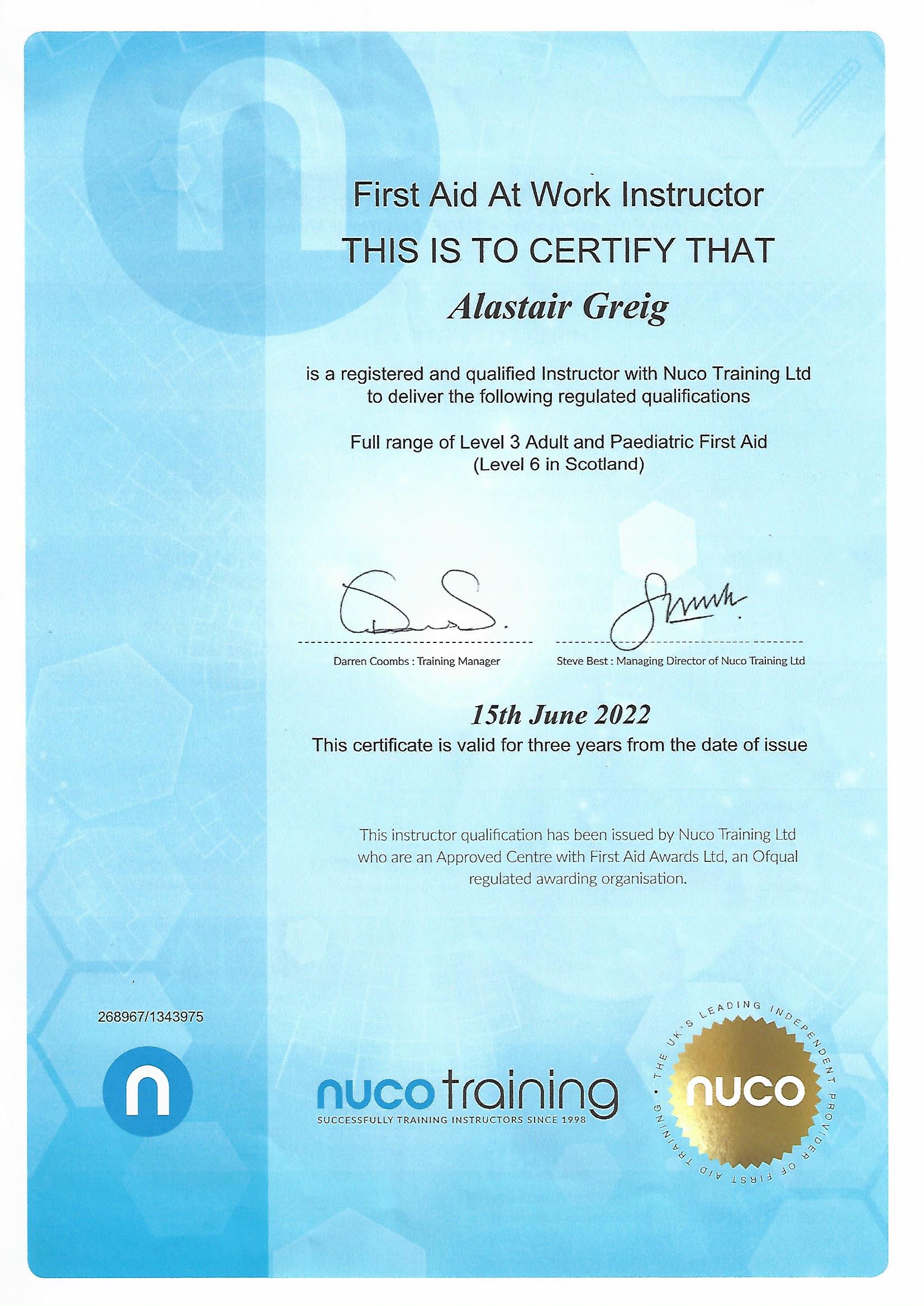 First Aid Certificates