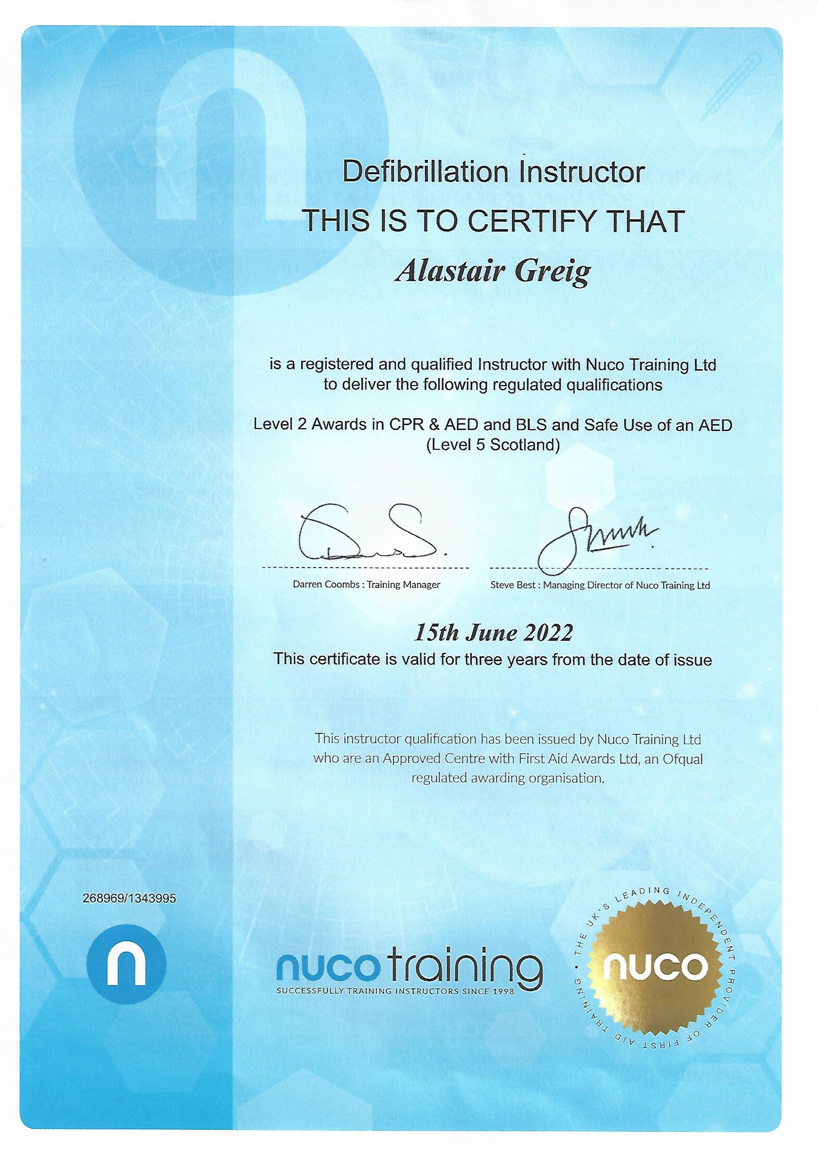 Defibrillation Certificates