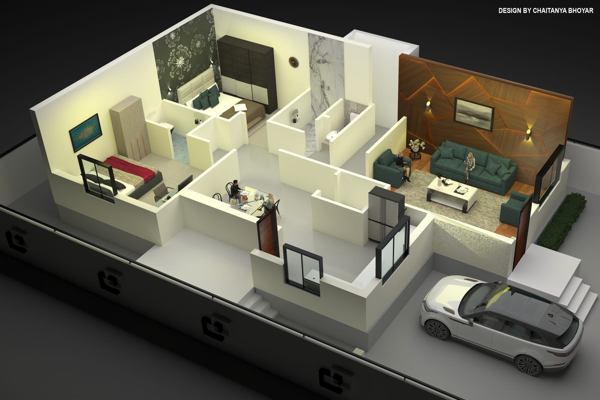 DESIGN BY: CHAITANYA BHOYAR SOFTWARE USED : AUTOCAD II 3DS MAX II V-RAY