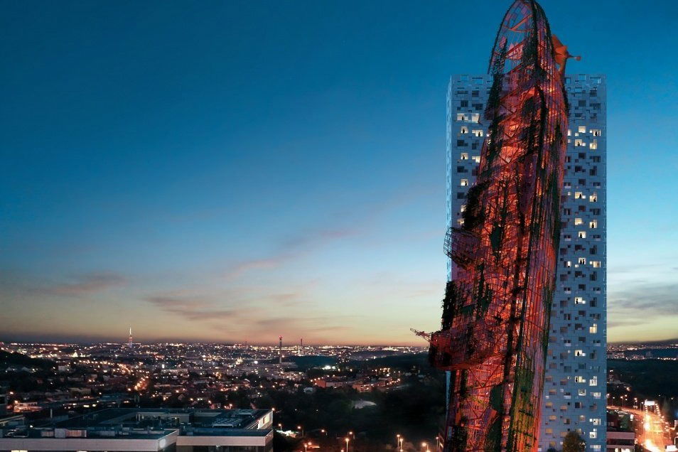 Schräges neues Hochhaus in Prag 13 geplant