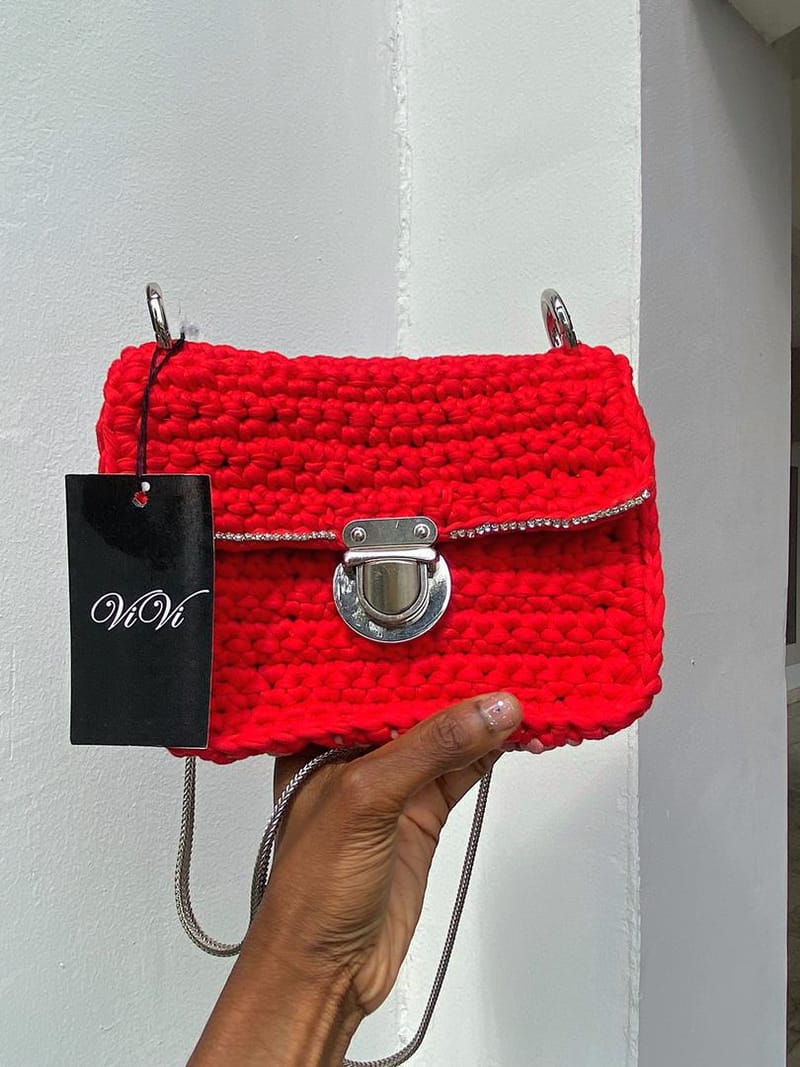 Yarn bags, in a variety of shapes, colours, and configurations