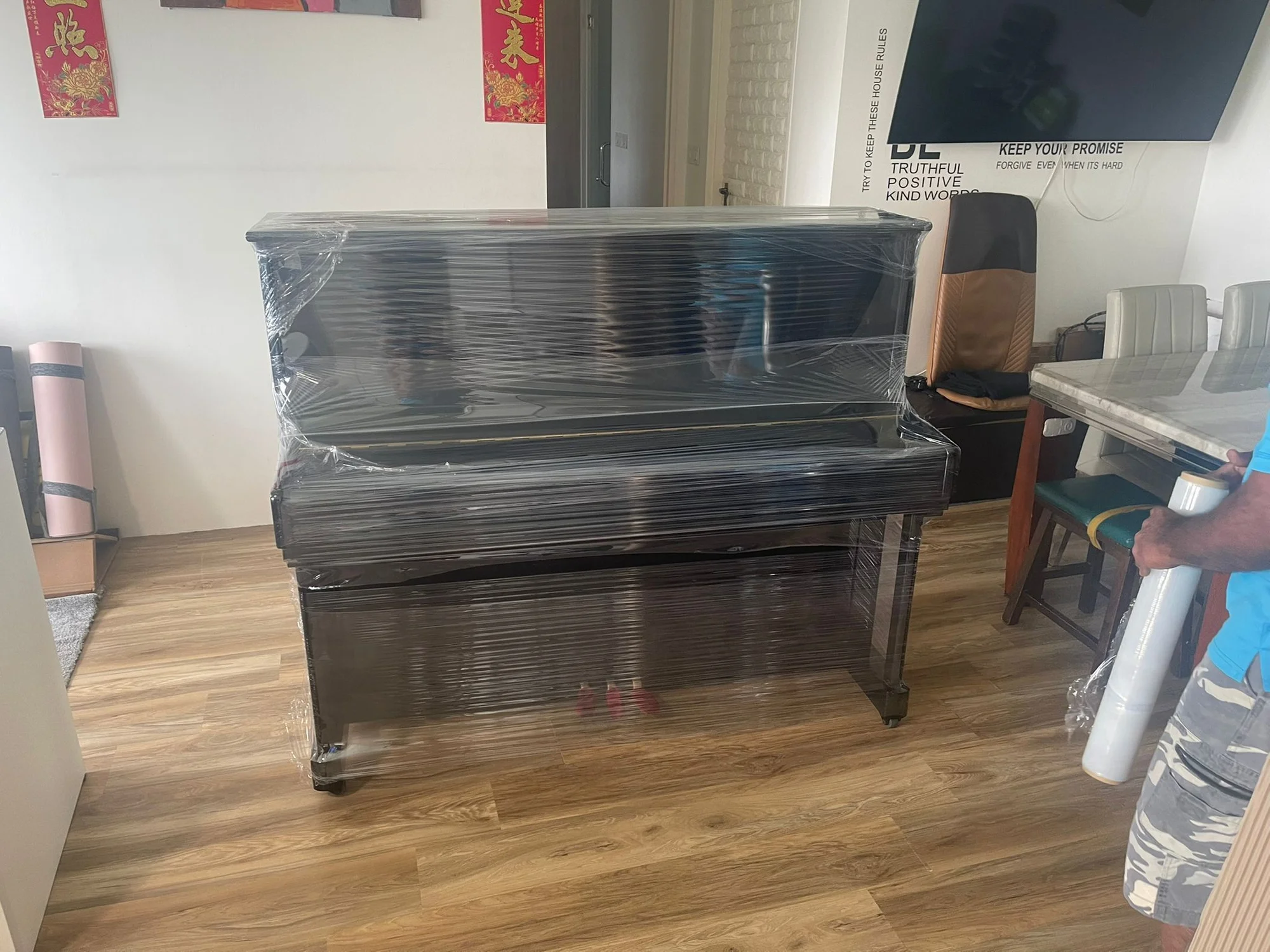 wrapped piano