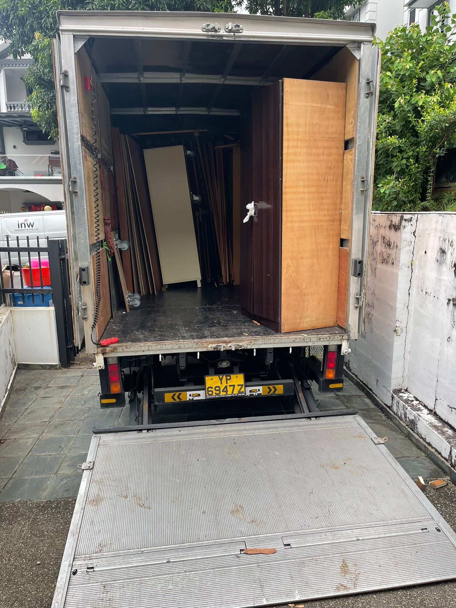 cabinets organized in truck