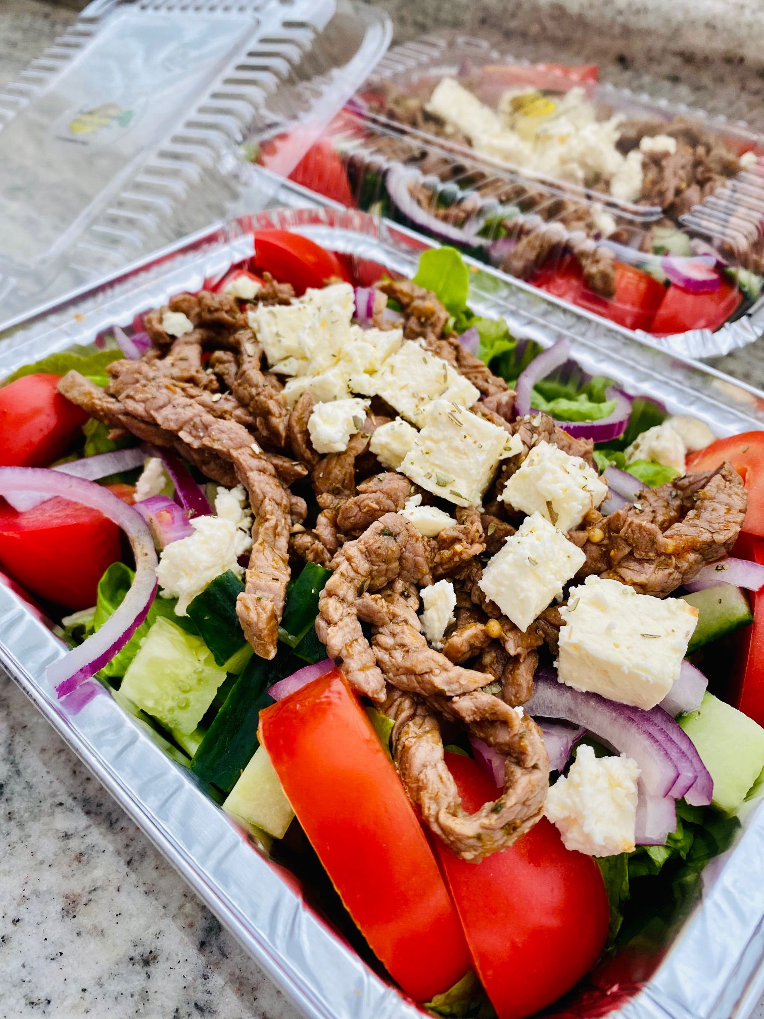 Beef strip and Feta Salad