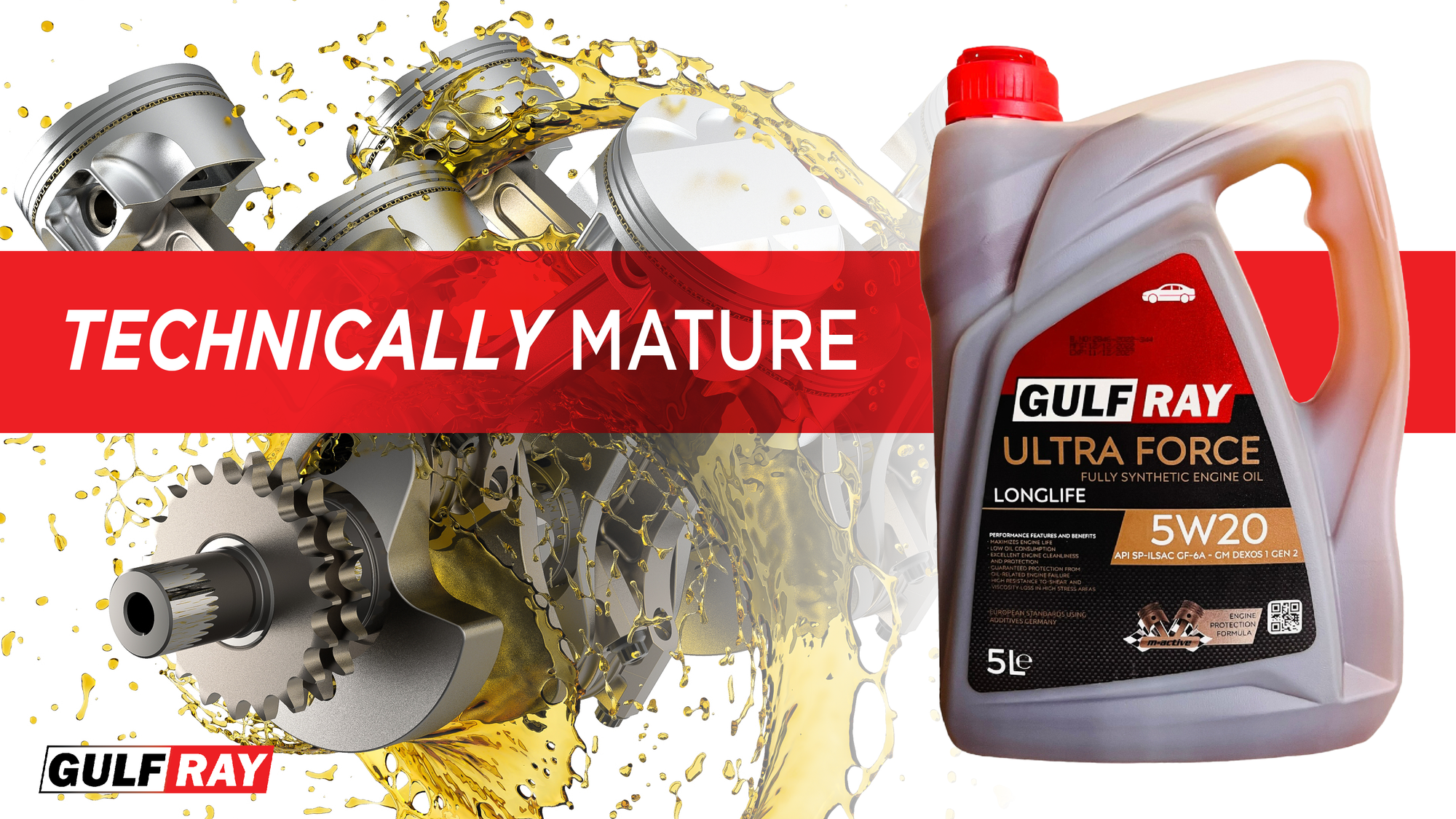 GULF RAY™ Power 5w20, API : SP ILSAC GF-6A GM DEXOS I GEN 2 , Fully Synthetic