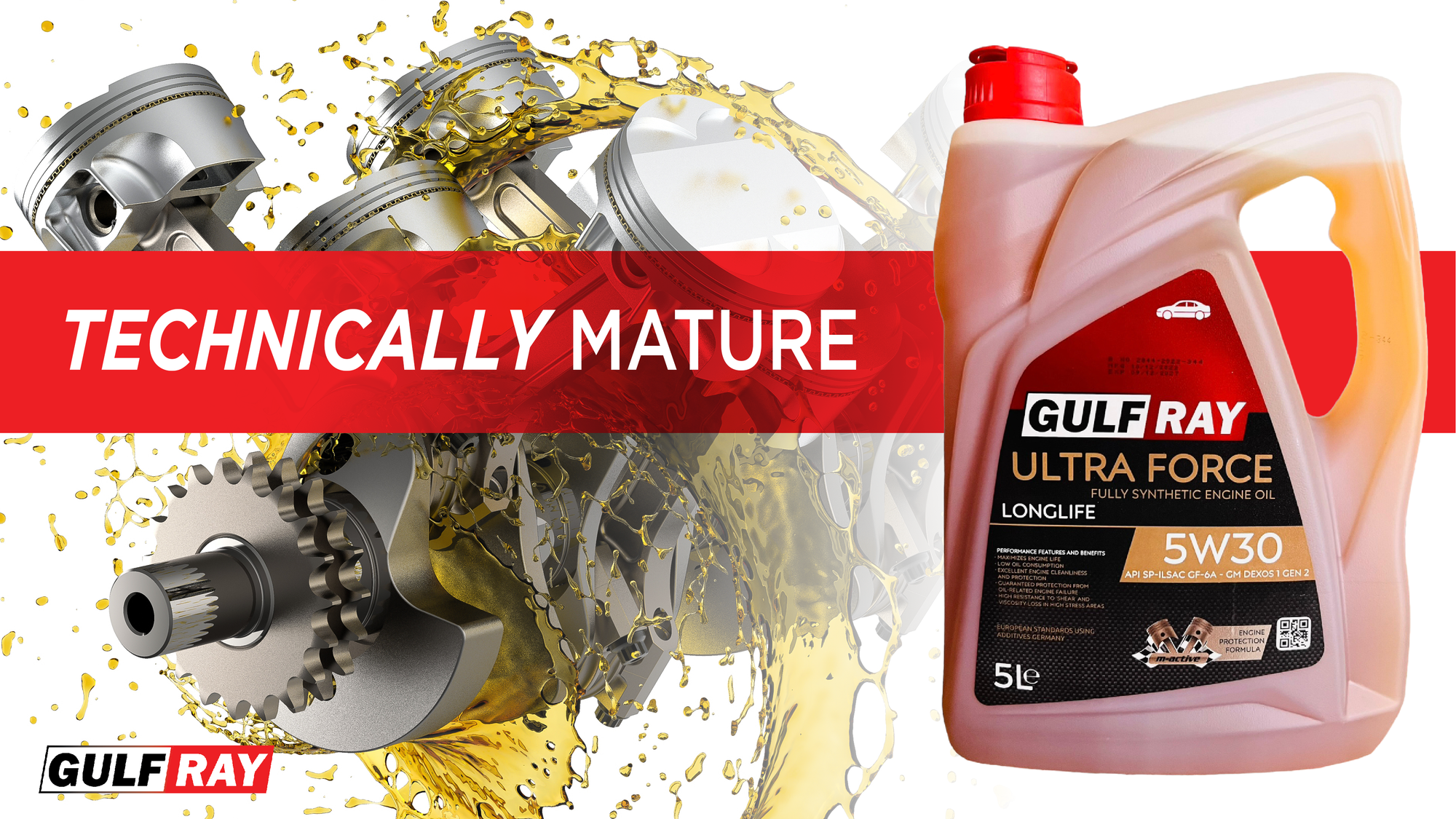 GULF RAY™ Power 5w30, API : SP ILSAC GF-6A GM DEXOS I GEN 2 , Fully Synthetic