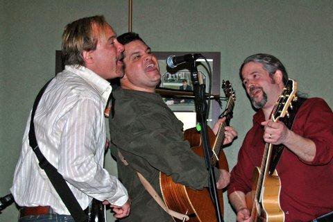 Jim Mayer (Coral Reefer Band), JF, Bob Doolittle at Cheers in Boston MA.