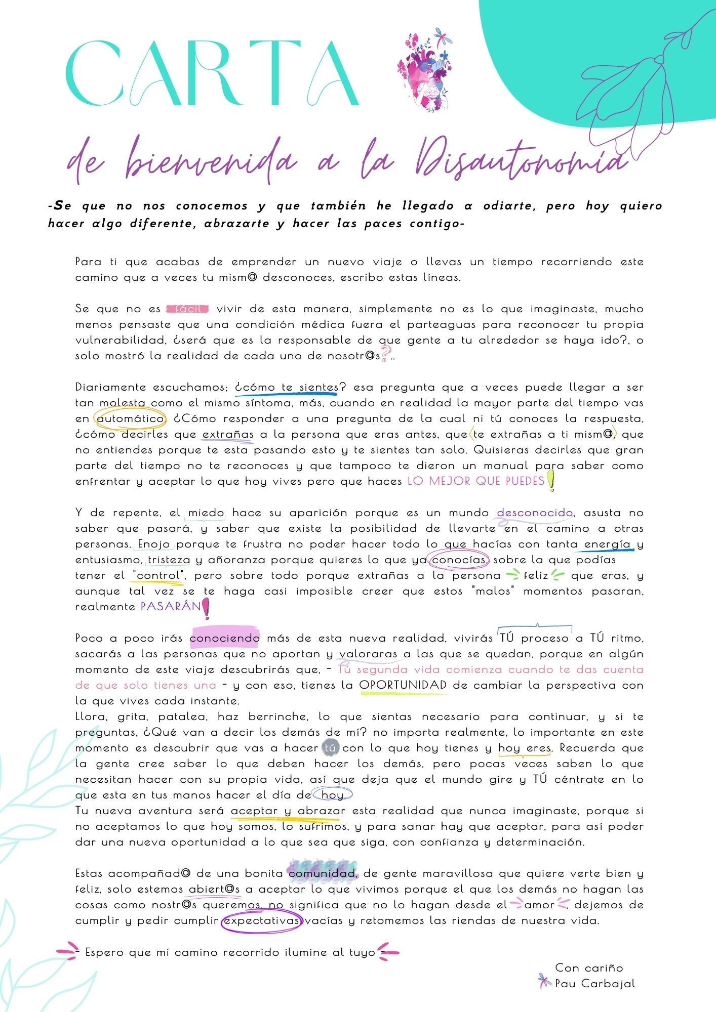 Carta a la Disautonomía