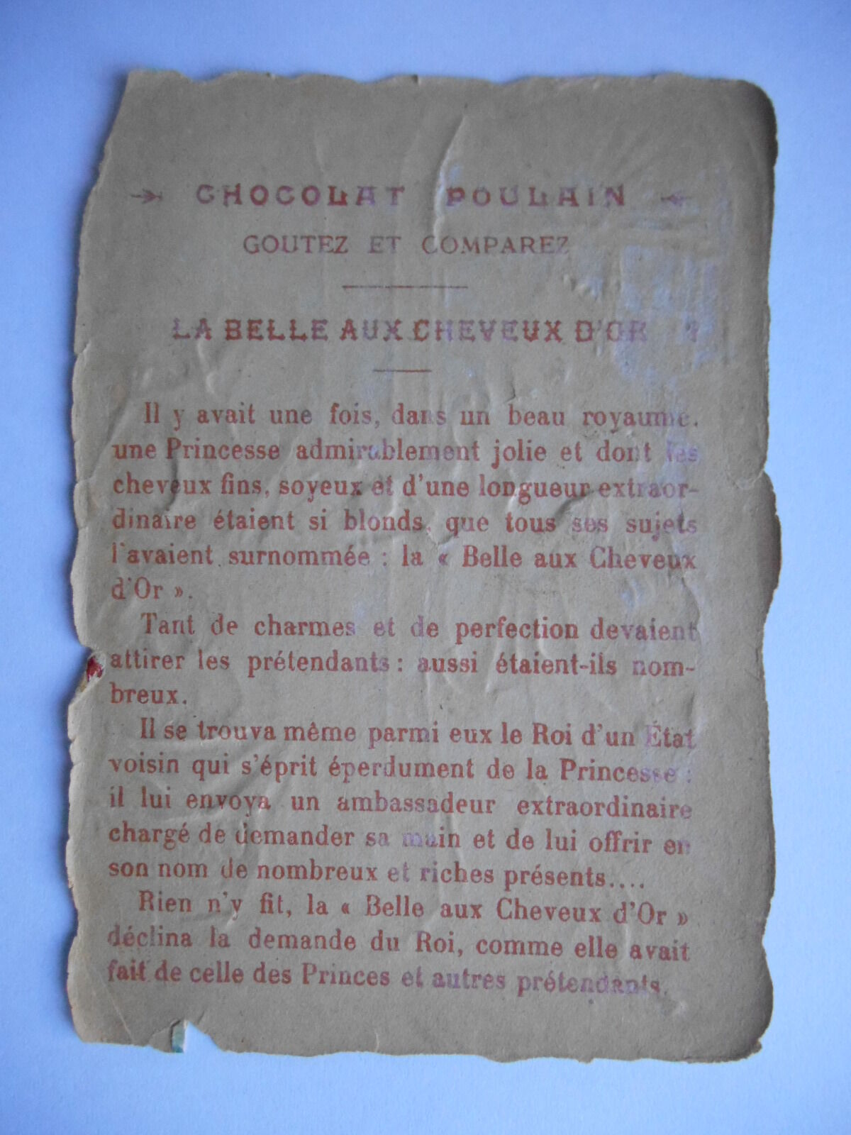 Chocolat Poulain: Belle aux cheveux d'or 1 (text)