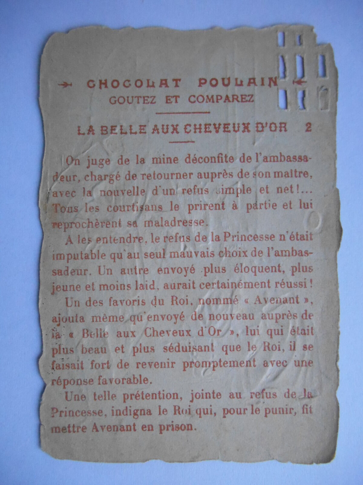 Chocolat Poulain: Belle aux cheveux d'or 2 (text)