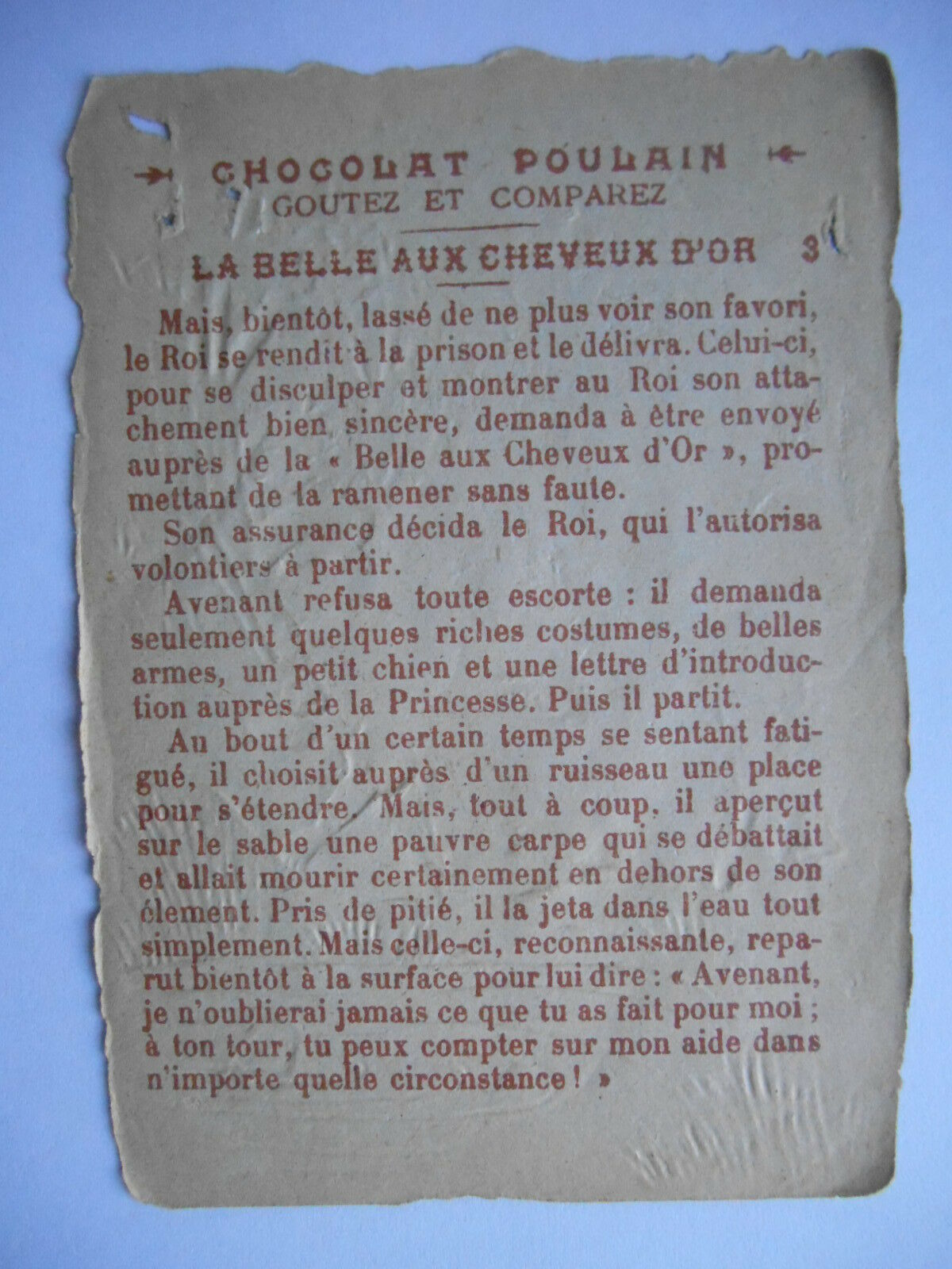 Chocolat Poulain: Belle aux cheveux d'or 3 (text)