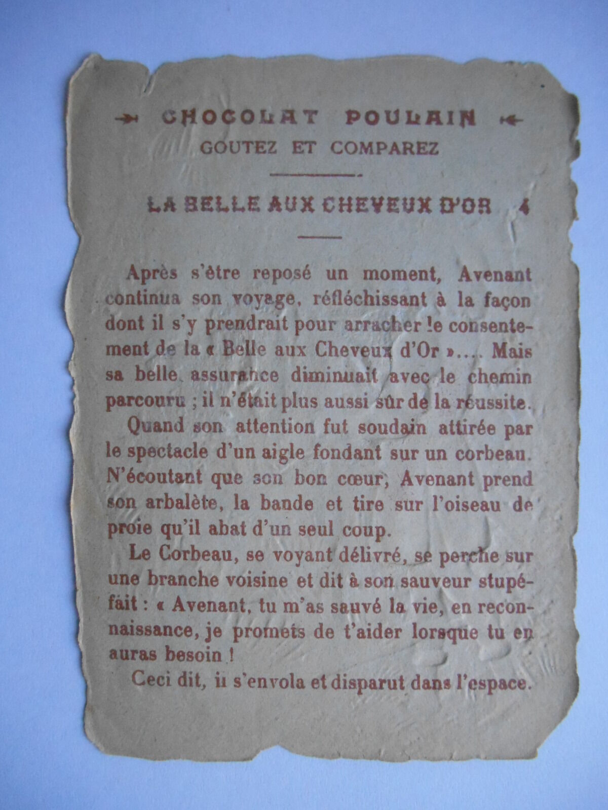 Chocolat Poulain: Belle aux cheveux d'or 4 (text)