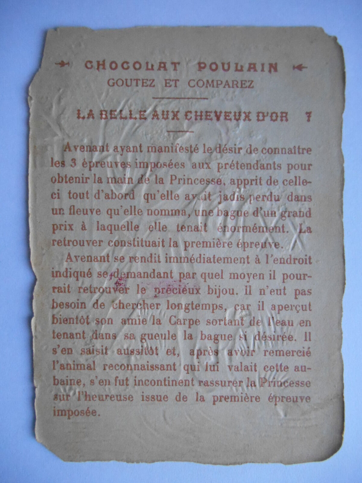 Chocolat Poulain: Belle aux cheveux d'or 7 (text)