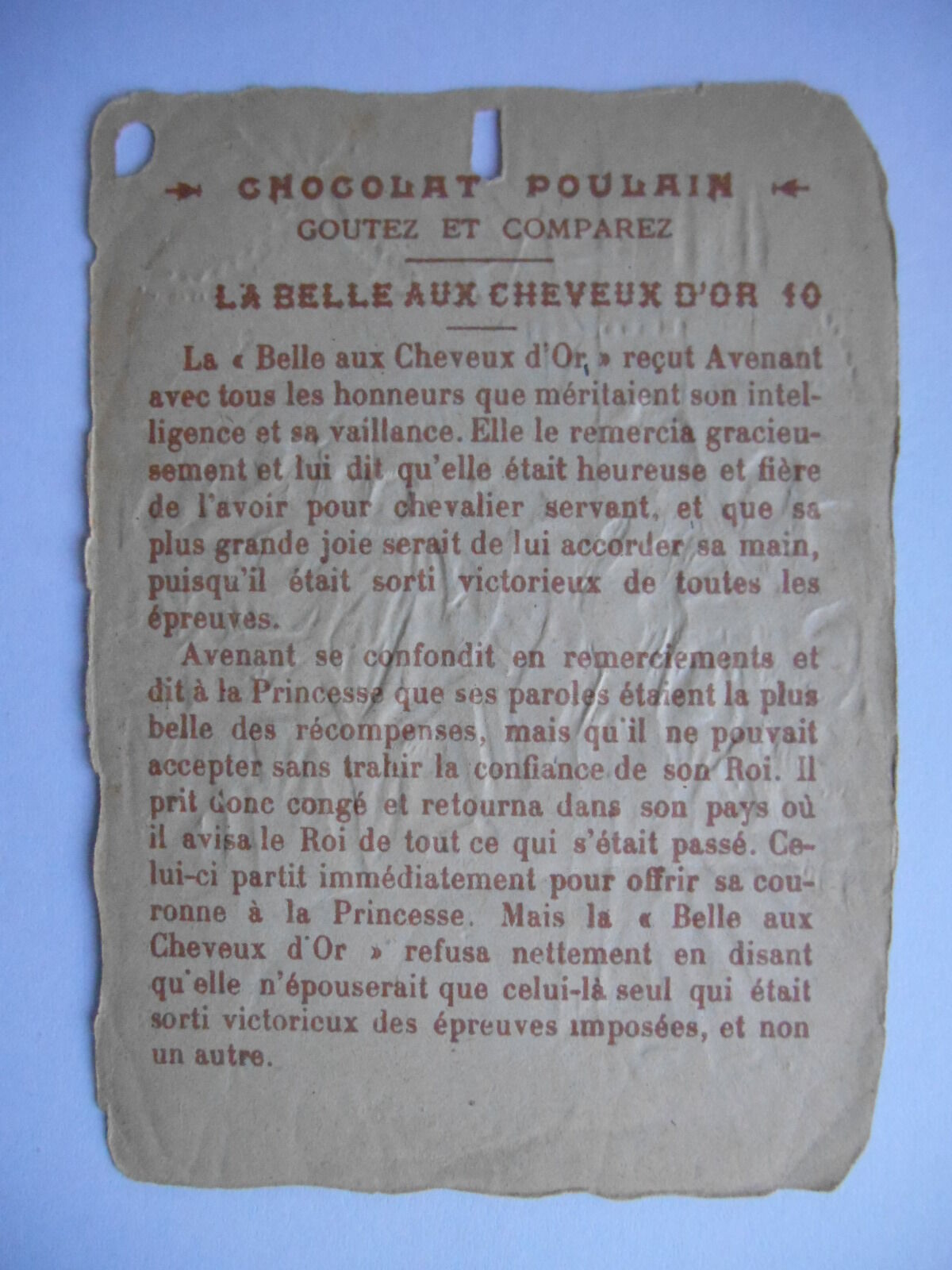 Chocolat Poulain: Belle aux cheveux d'or 10 (text)