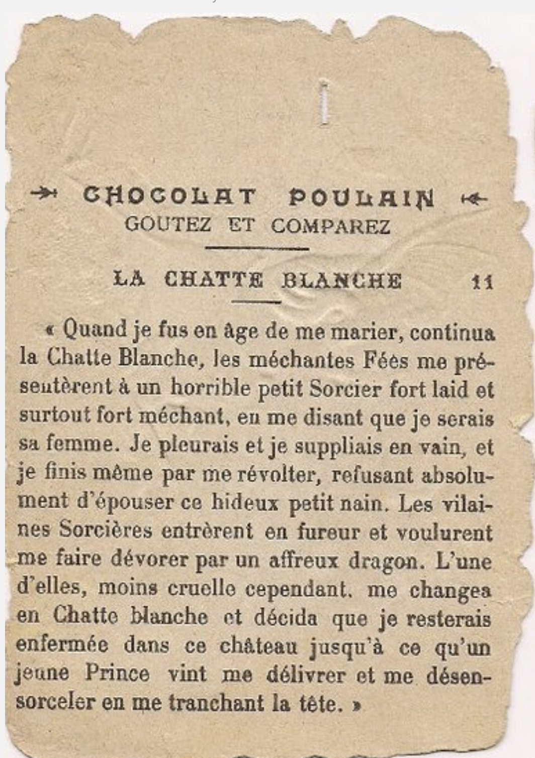Chocolat Poulain: La Chatte Blanche 11 (text)