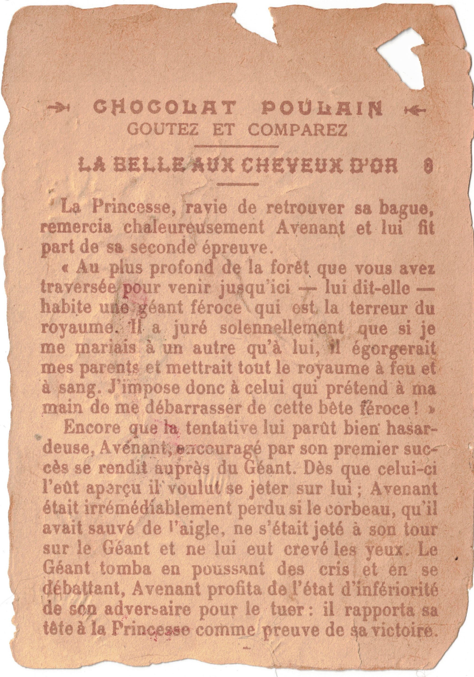 Chocolat Poulain: Belle aux cheveux d'or 8 (text)